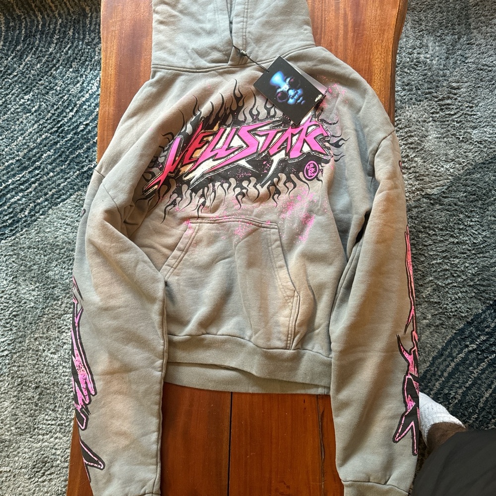 New Hellstar Future Flame Hoodie (Pink & Grey)